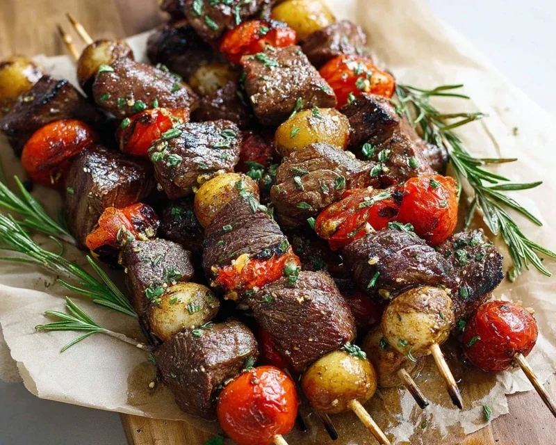 Rosemary Garlic Steak Kebabs