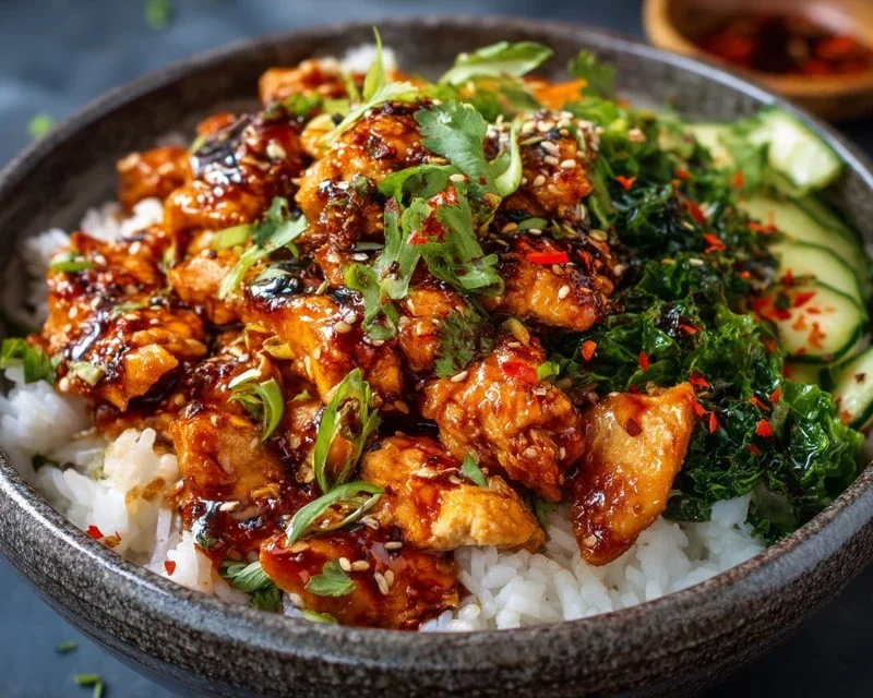 Spicy Honey Gin Extract Extractger Chicken Bowls With Yum Yum Sauce