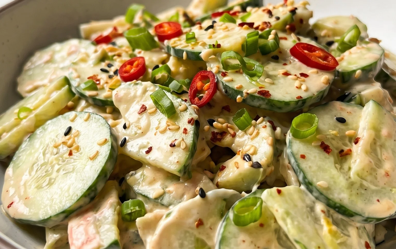 Creamy Asian Cucumber Salad Bowl