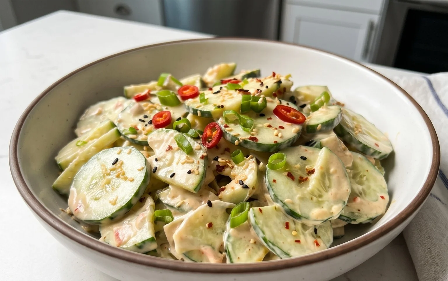 Creamy Asian Cucumber Salad Bowl
