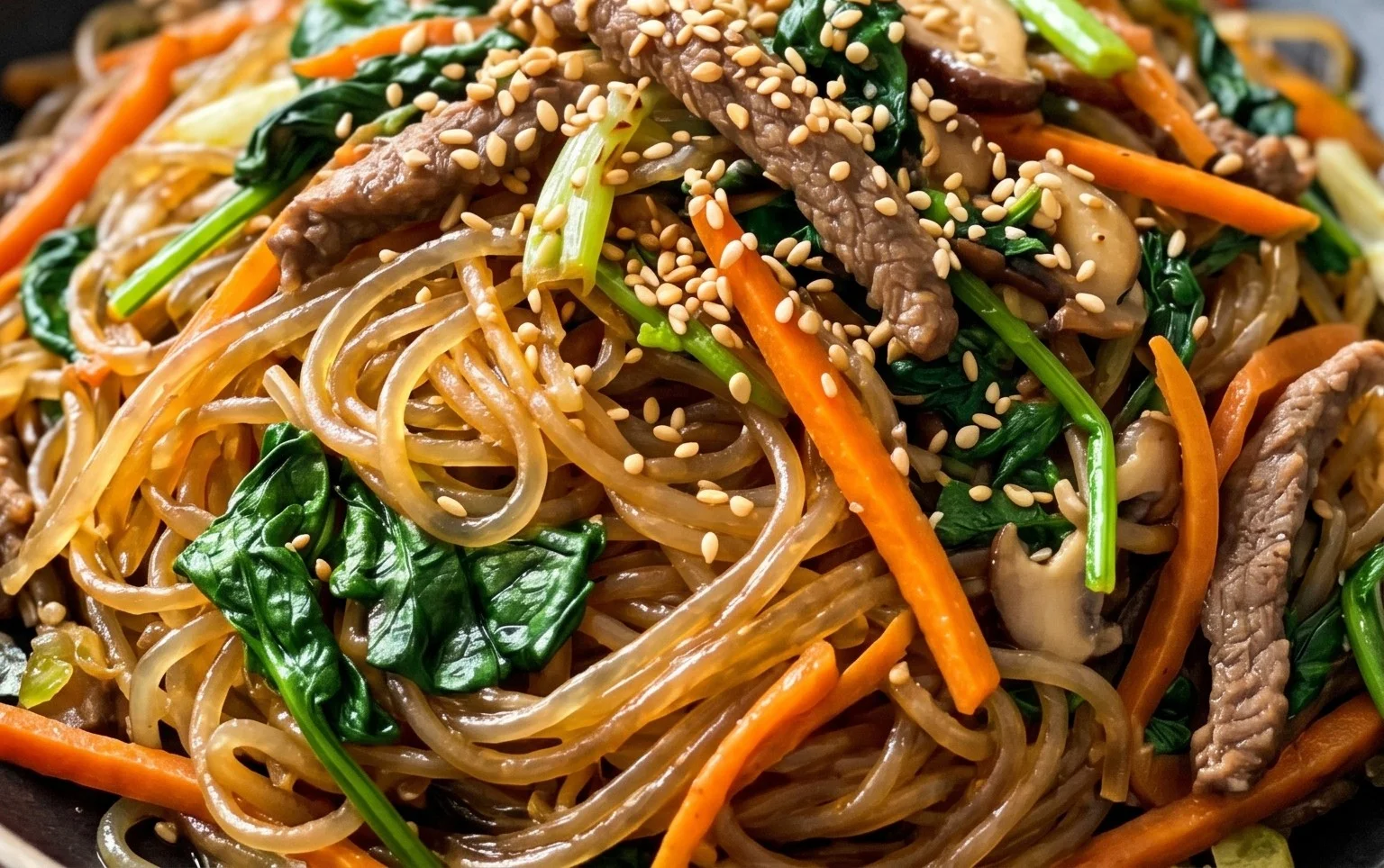 Japchae (Korean Glass Noodle Stir Fry)