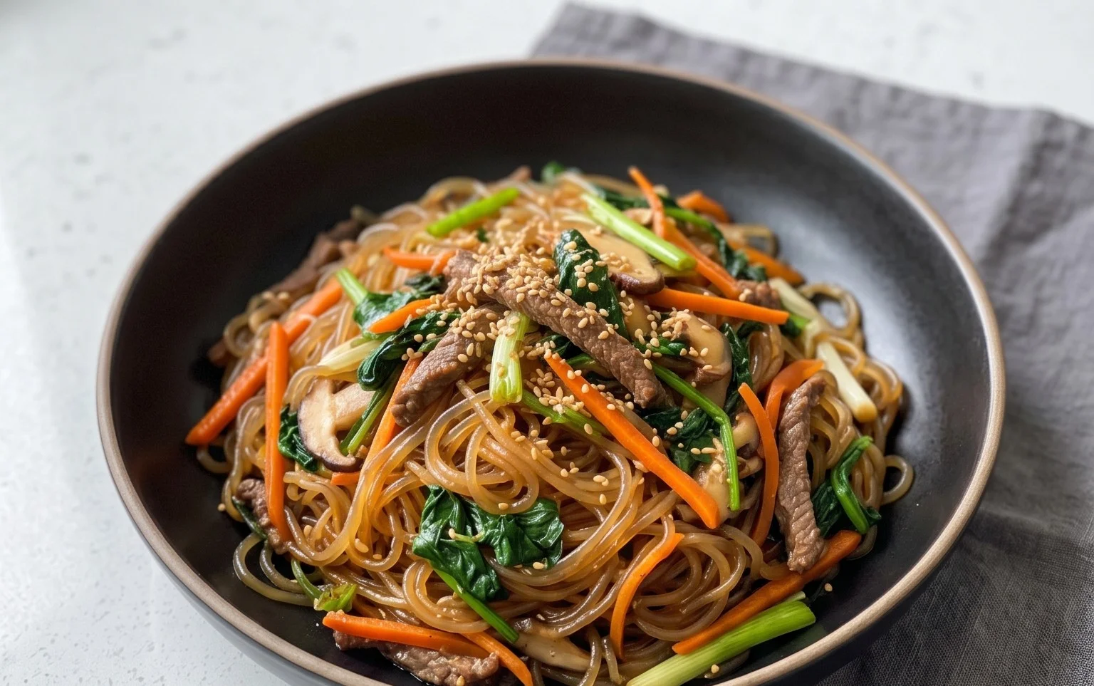 Japchae (Korean Glass Noodle Stir Fry)