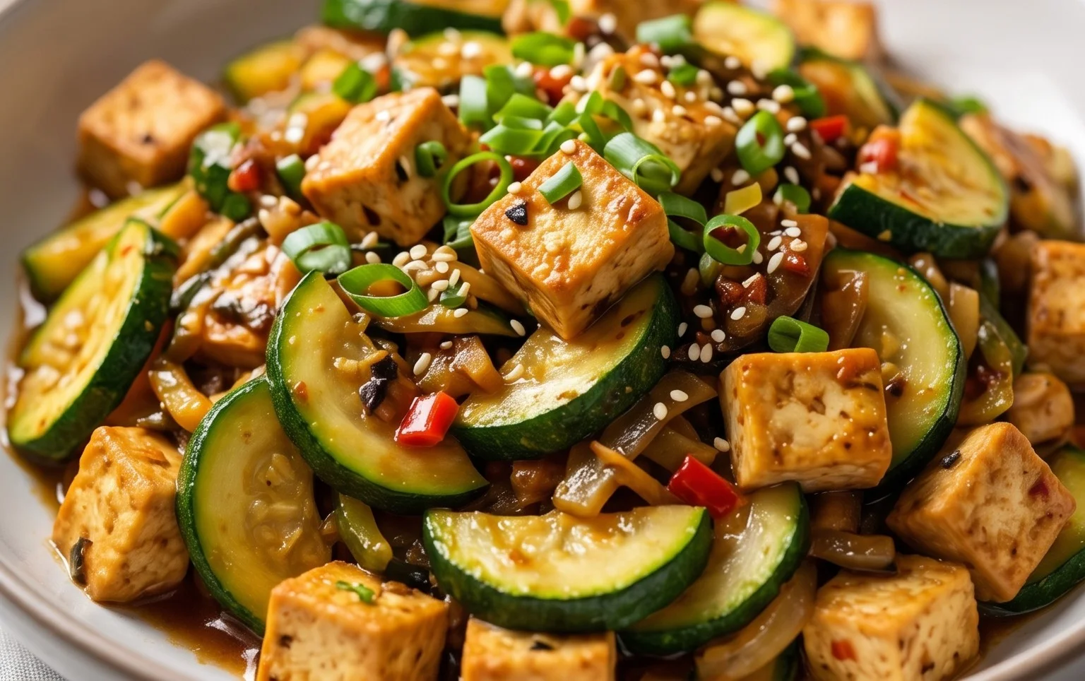 Zucchini Stir Fry With Tofu (Vegan)