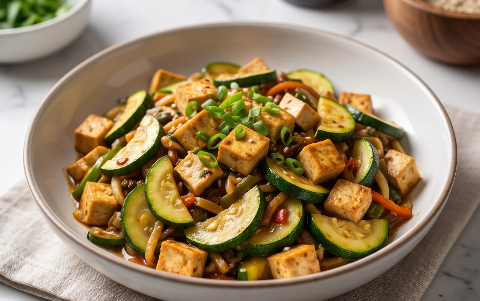 Zucchini Stir Fry With Tofu (Vegan)