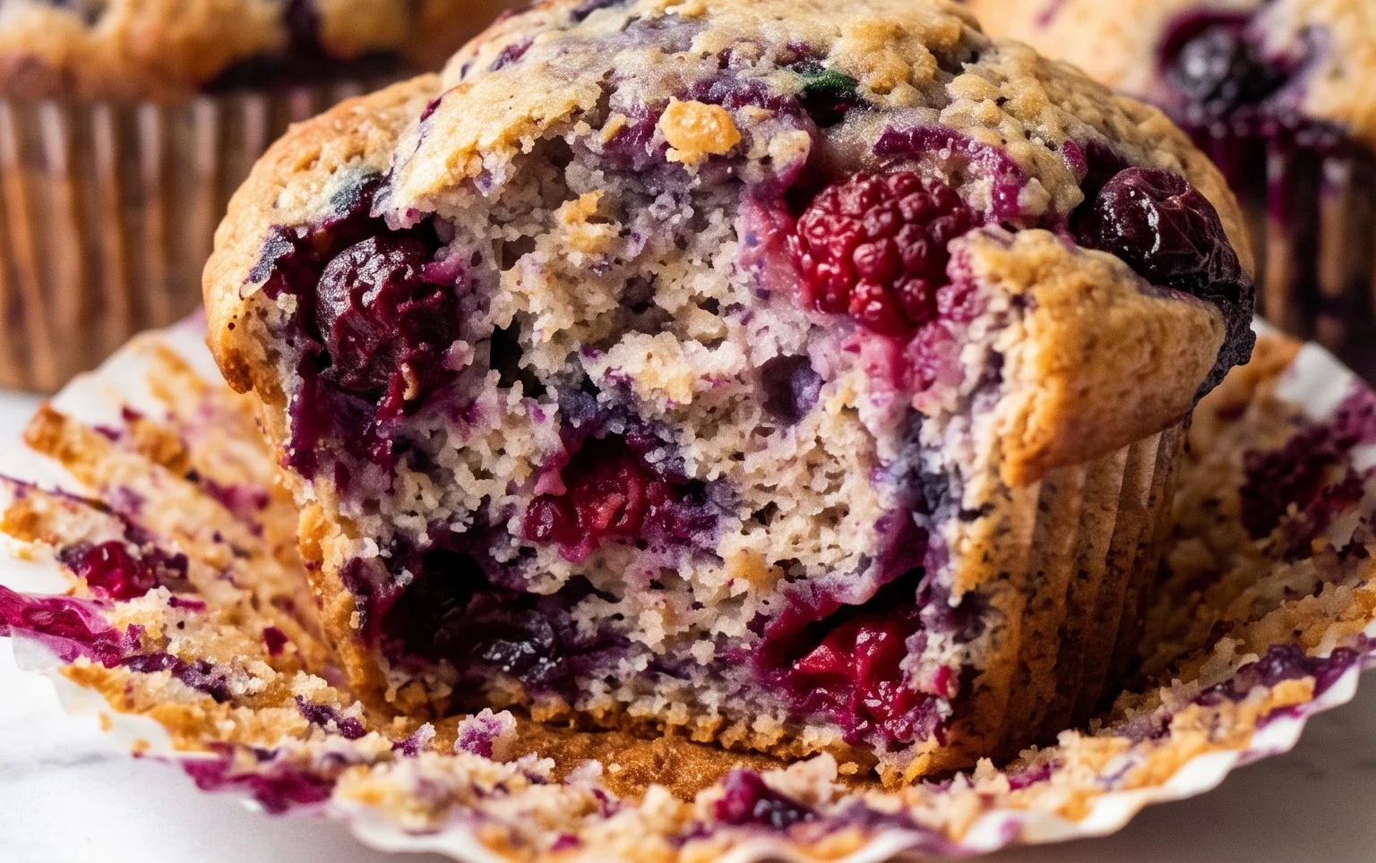 Bakery Style Mixed Berry Muffins | with Frozen Berries