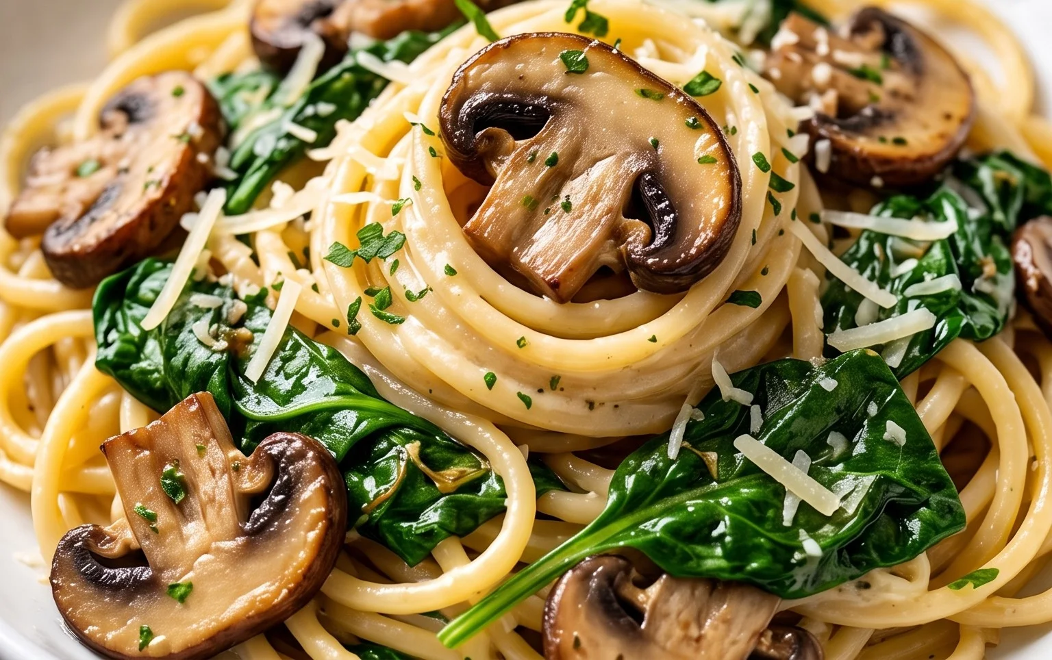 Parmesan Spinach Mushroom Pasta Skillet