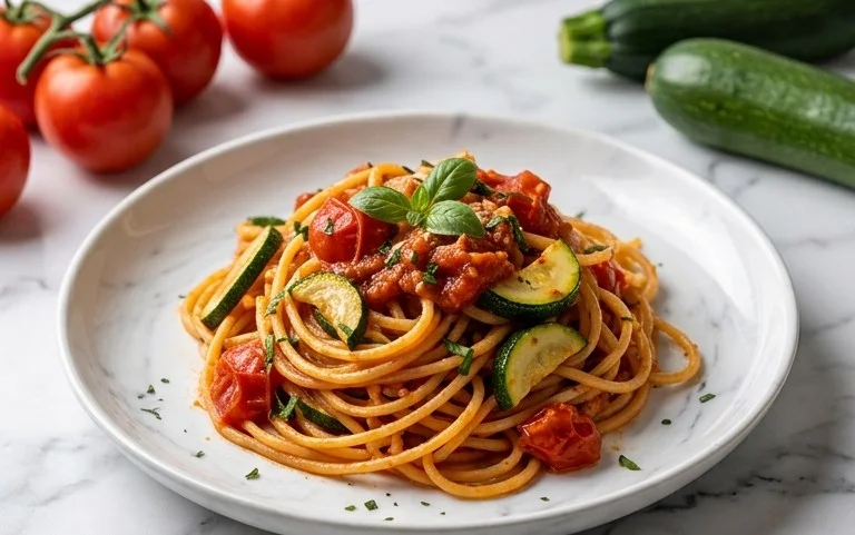 Healthy Tomato Zucchini Pasta