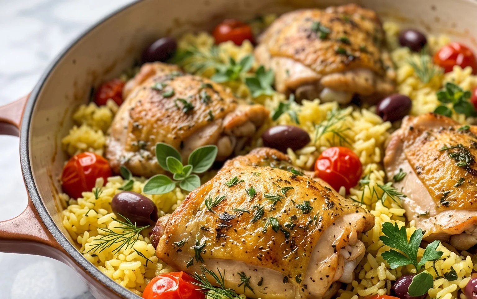 Greek Chicken and Lemon Rice (30 Minutes, One-Pot)