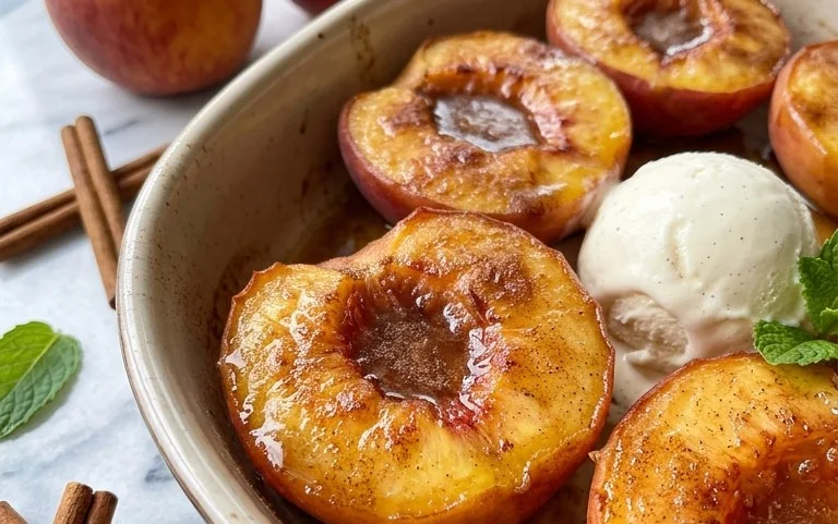 Cinnamon Sugar Baked Peaches