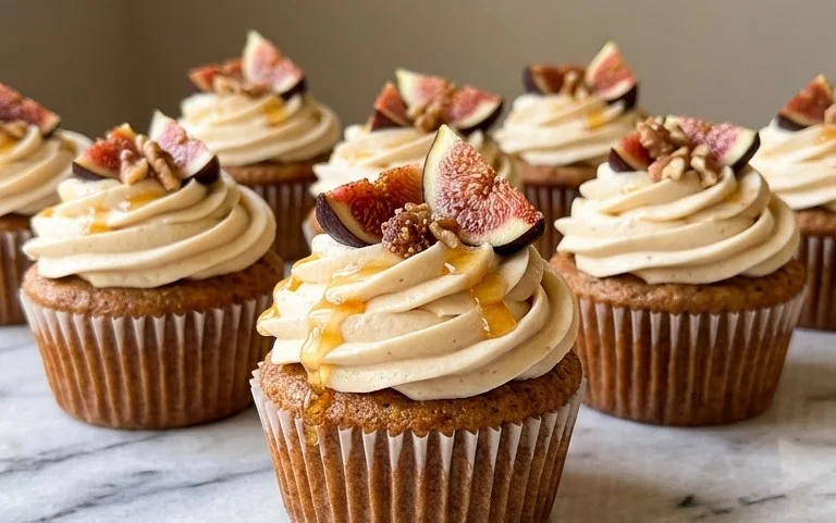 Fig Cupcakes with Honey Cream Cheese Frosting