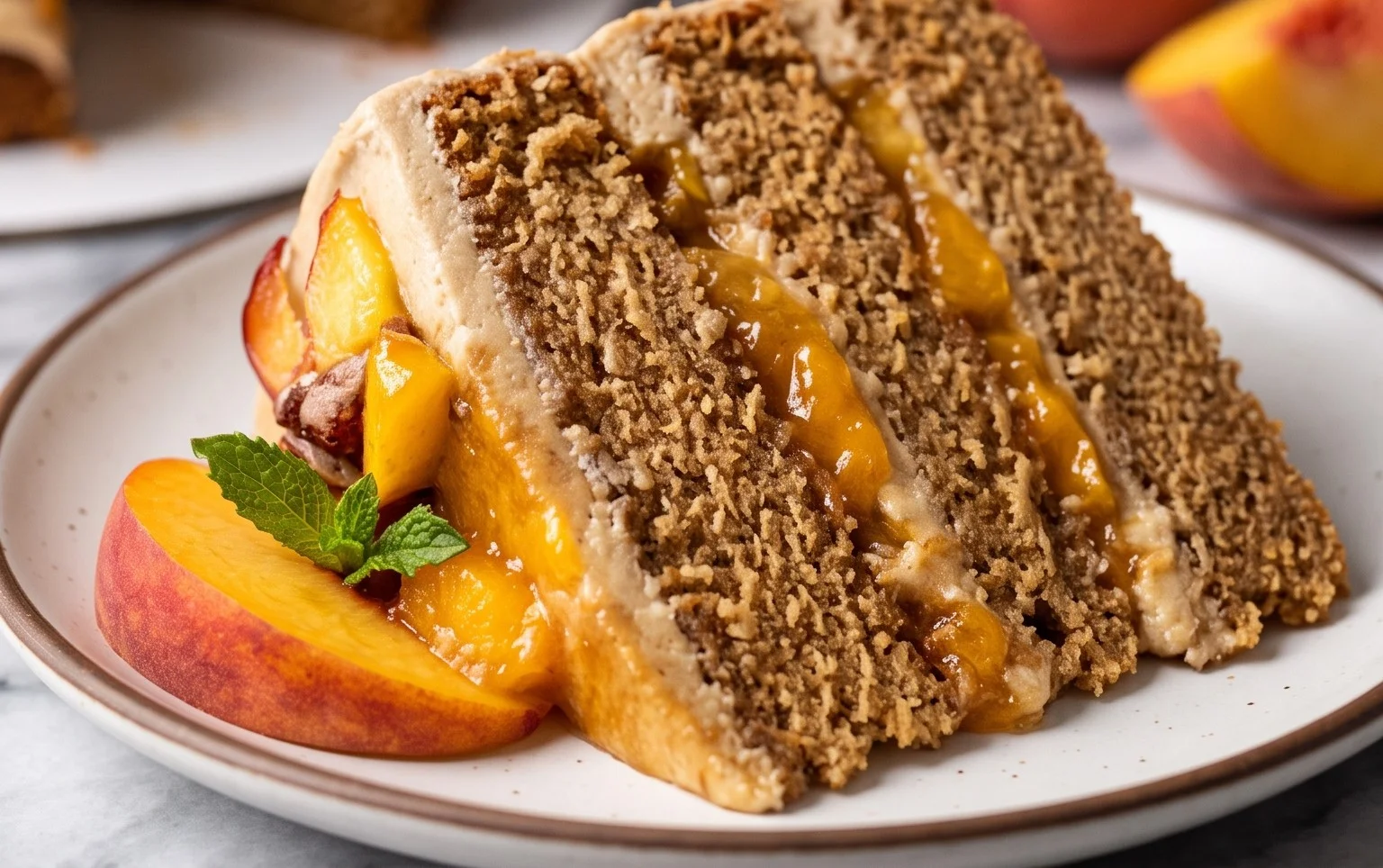 Brown Sugar Layer Cake with Peach Filling