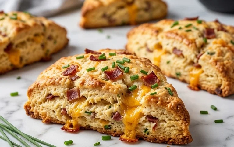 Beef Bacon Cheddar and Chive Scones